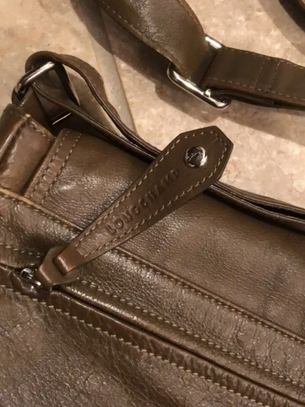 Vintage Longchamp leather flap carryall messenger satchel laptop shoulder bag